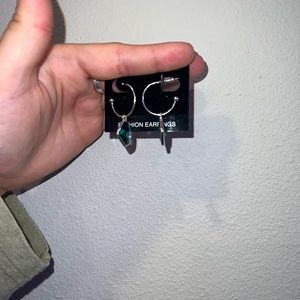 Earrings dangle blue and silver